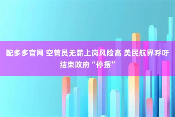 配多多官网 空管员无薪上岗风险高 美民航界呼吁结束政府“停摆”