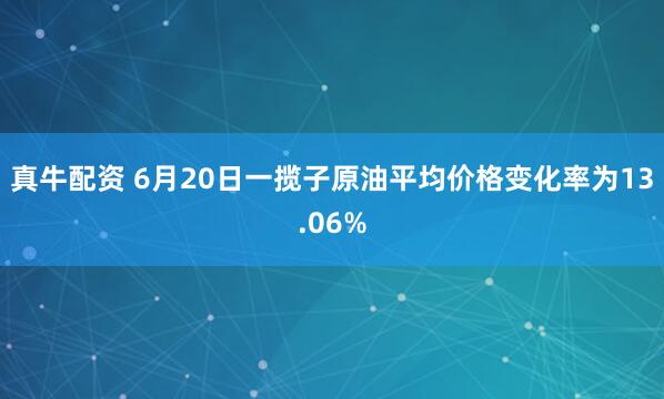 真牛配资 6月20日一揽子原油平均价格变化率为13.06%