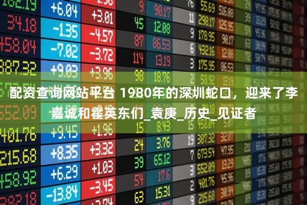 配资查询网站平台 1980年的深圳蛇口，迎来了李嘉诚和霍英东们_袁庚_历史_见证者