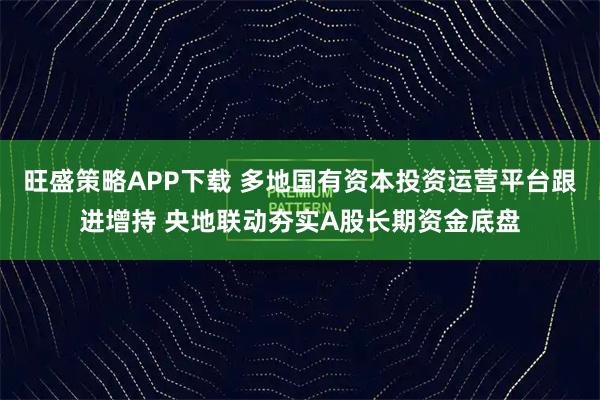 旺盛策略APP下载 多地国有资本投资运营平台跟进增持 央地联动夯实A股长期资金底盘